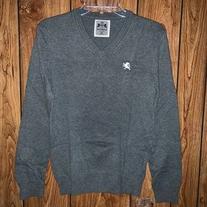 Men’s Express 100% Cotton V-Neck Sweater XS Grey.